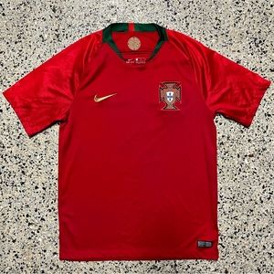 Mens Nike Breathe Portugal 2018 Home Short Sleeve Soccer Jersey Red Size M